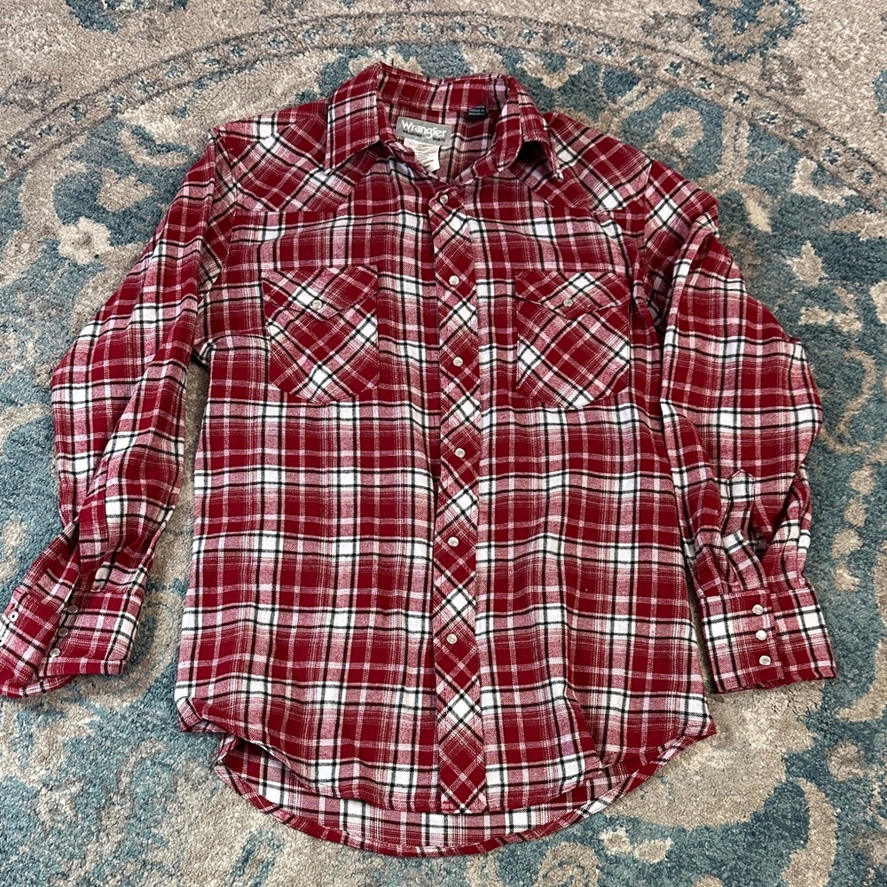 Wrangler Red and White Plaid Men's Shirt
